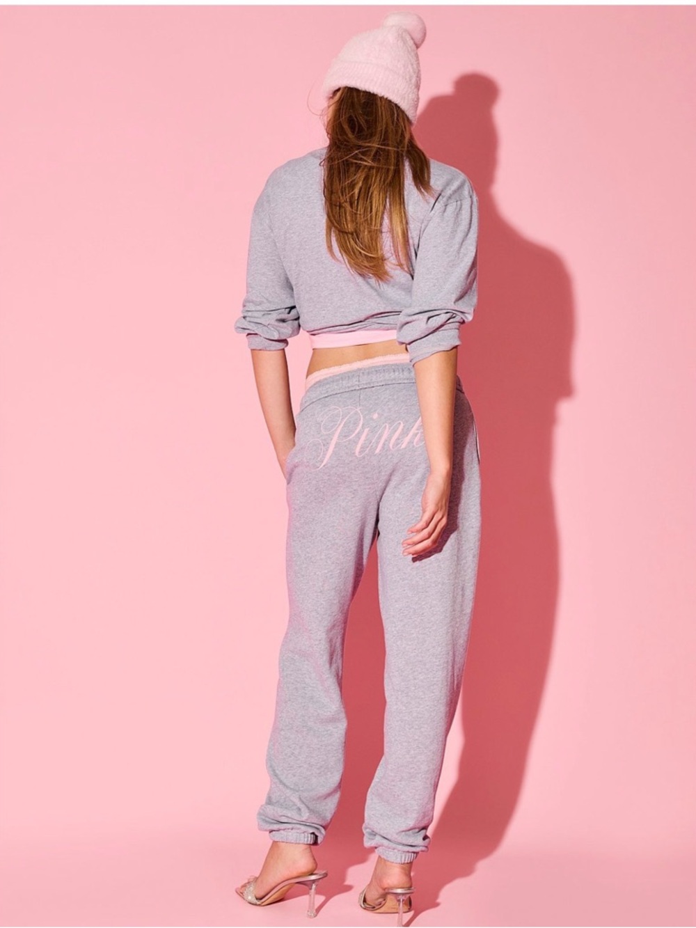 PINK VICTORIAS SECRET CAMPUS FLEECE SWEATPANTS